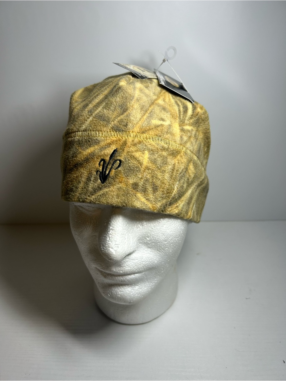 Avery Yellow Camo Knit Beanie with Black Embroidered Logo